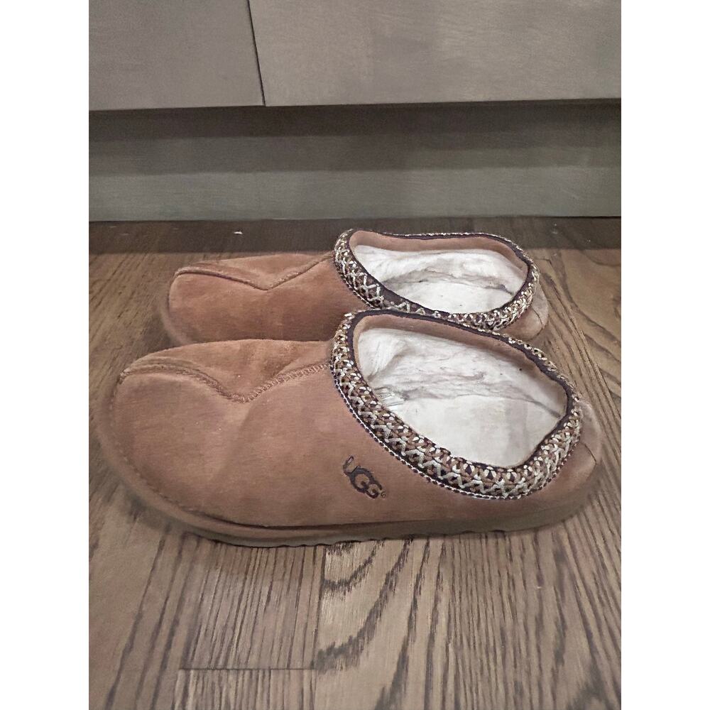 UGG Tasman Chestnut Suede Shearling Slippers Mules Women's Sz5 Comfort Cabincore - Picture 3 of 10